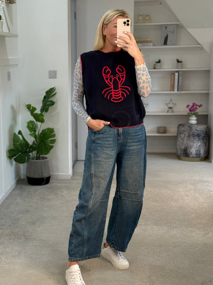 Navy/Red Lobster Motif Tank Top