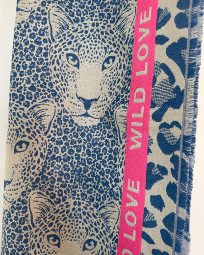 Blue "Wild Love" Oversized Scarf