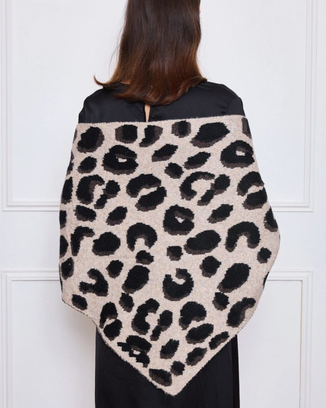 Beige Triangle Leopard Print Scarf