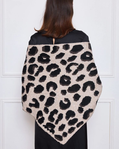 Beige Triangle Leopard Print Scarf
