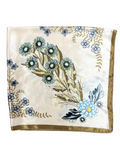 Cream Multi-Floral Pattern Silk Touch Square Scarf