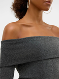 Dynasty Silver/Grey Glitter Bardot Top