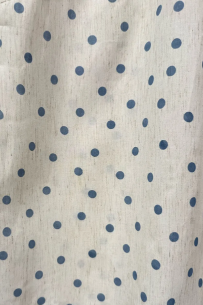 Blue/Oatmeal Polka Dot Frill Collar Blouse