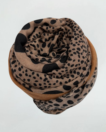 Brown Leopard Dots Print Scarf