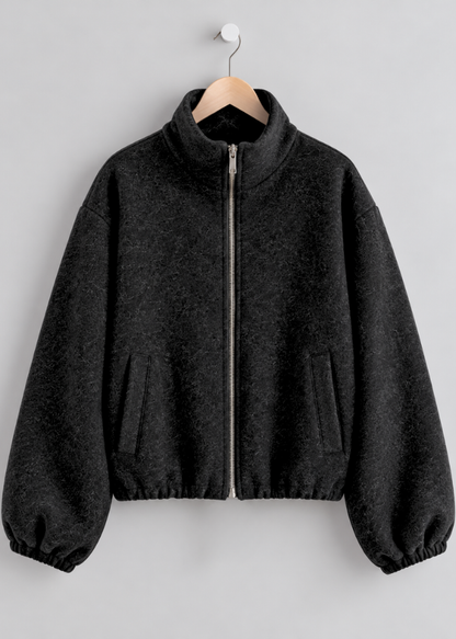 Burgundy Brushed Funnel Neck Zip Jacket