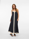 Denise Black/Cream Strappy V Neck Maxi Dress