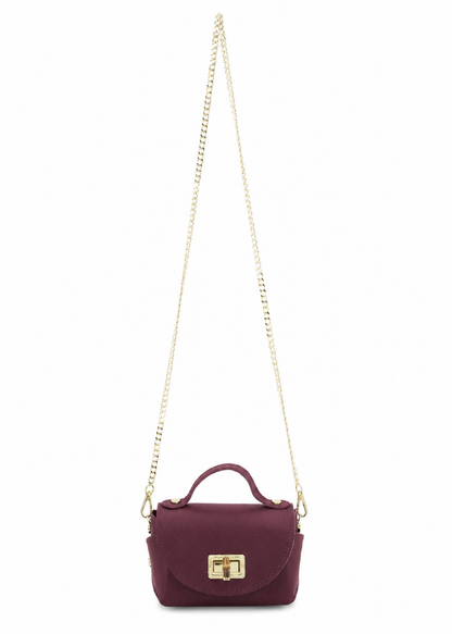 Red Bamboo Twist Lock Leather Mini Bag