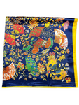 Navy Butterfly Pattern Silk Touch Square Scarf