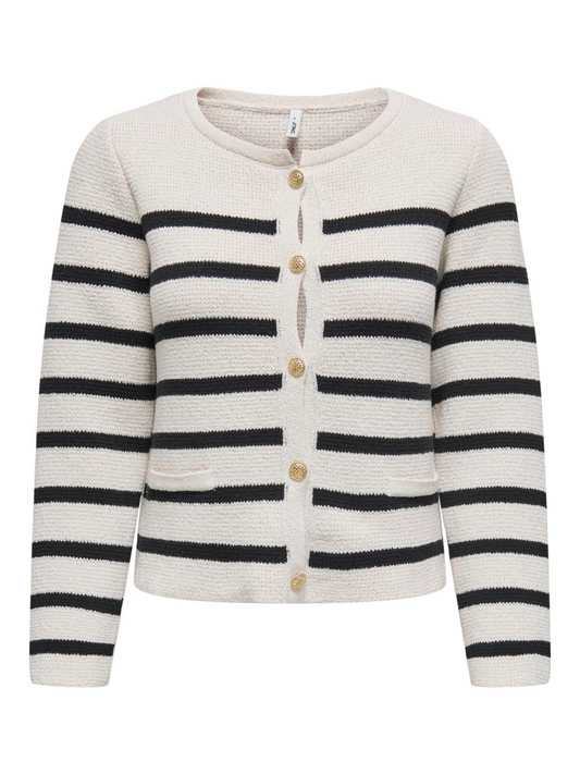 Laura Cream/Black Breton Stripe Cardigan