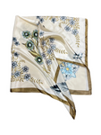 Cream Multi-Floral Pattern Silk Touch Square Scarf