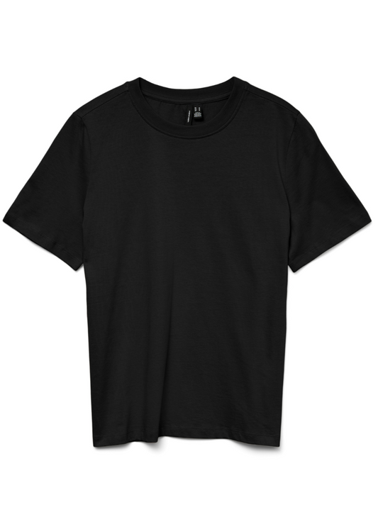 Black Paulina Basic Cotton T Shirt