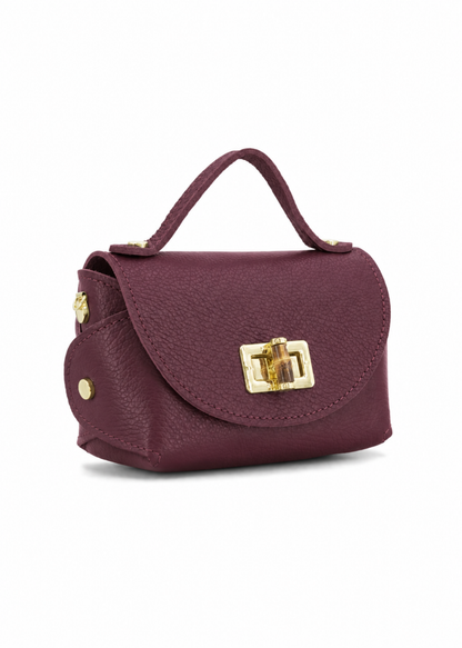 Red Bamboo Twist Lock Leather Mini Bag