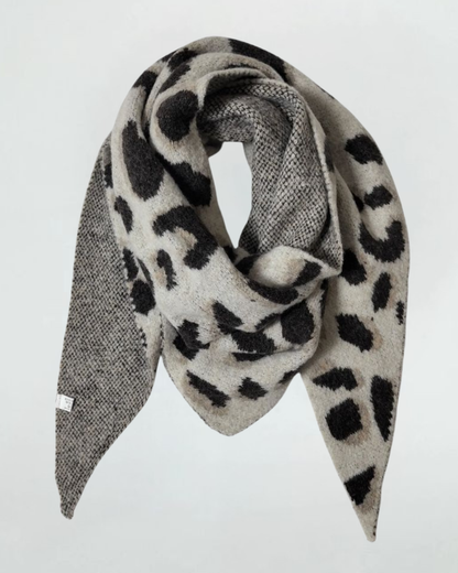 Beige Triangle Leopard Print Scarf