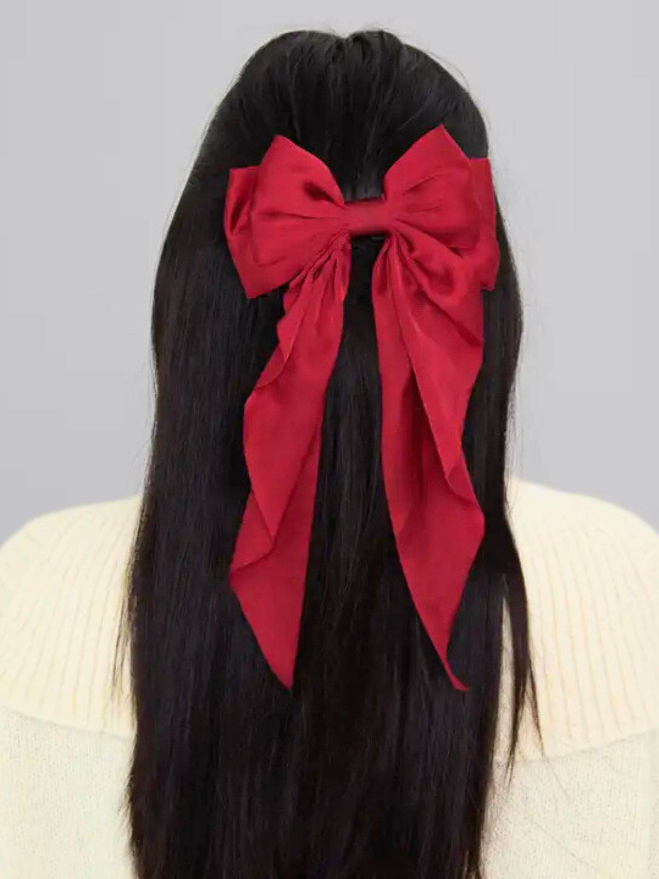 Black Satin Large Bow Clip
