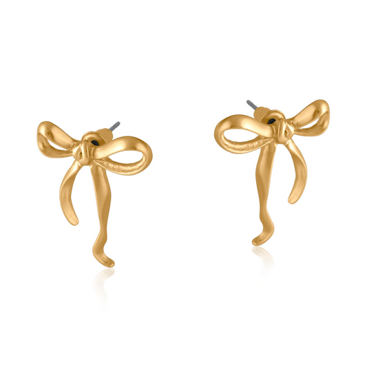 Silver Paloma Bow Matte Earrings