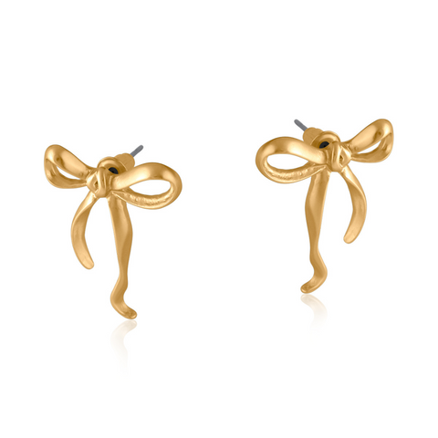 Gold Paloma Bow Matte Earrings