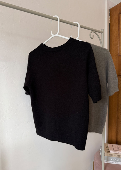 Black S/S Alpaca Mix Jumper