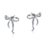 Silver Paloma Bow Matte Earrings