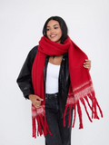 Red/White Oversized Super Soft Blanket Scarf