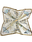 Blue Multi-Floral Pattern Silk Touch Square Scarf