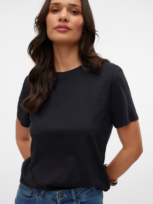 Black Vero Moda Basic Cotton T Shirt