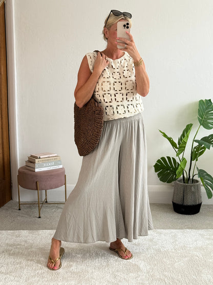 Mocha Stripe Palazzo Culottes
