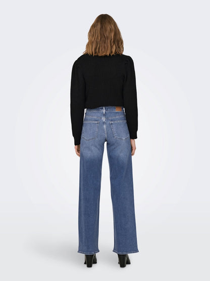 Madison Medium Blue High Waist Wide Leg Jeans