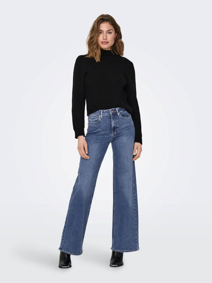 Madison Medium Blue High Waist Wide Leg Jeans