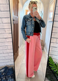 Coral/Pink Stripe Wide Leg Trousers
