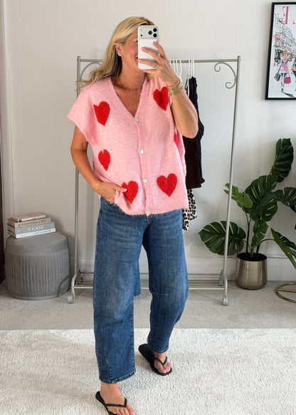 Chocolate/Cream Oversized Heart Cardigan