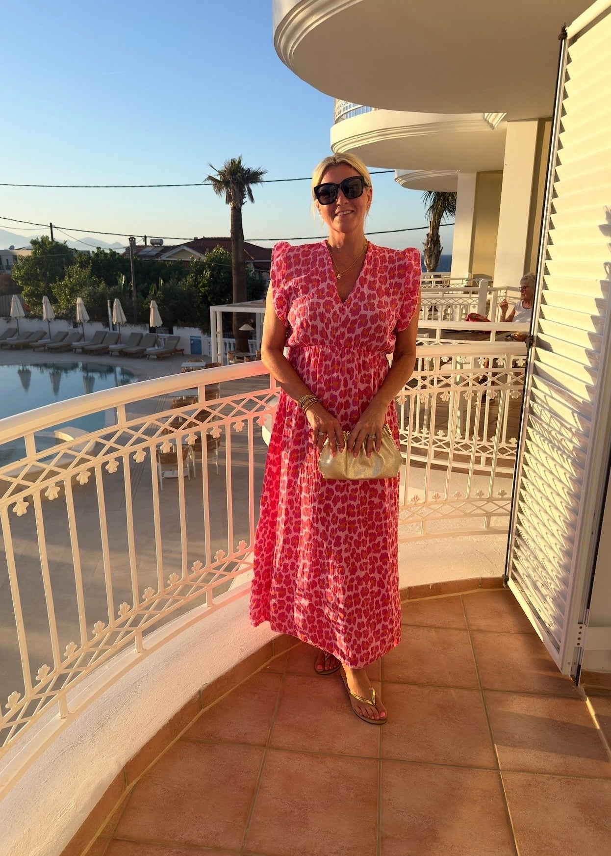 Cream Leopard Print Frill Sleeve Maxi Dress