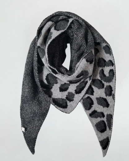Beige Triangle Leopard Print Scarf