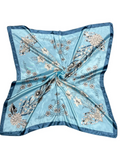 Blue Multi-Floral Pattern Silk Touch Square Scarf