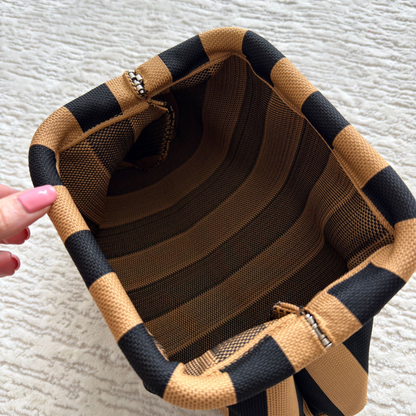 Orange/Pink Woven Stripe Soft Pouch Clutch Bag