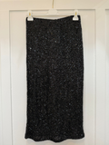 Italian Black Sequin Pencil Skirt