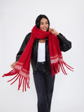 Red/White Oversized Super Soft Blanket Scarf