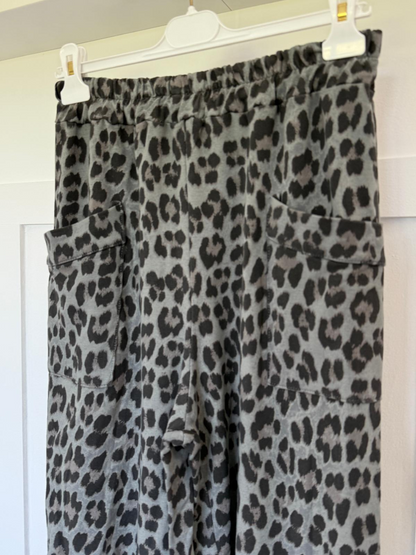 Grey Leopard Pocket Slim Barrel Cargo Joggers