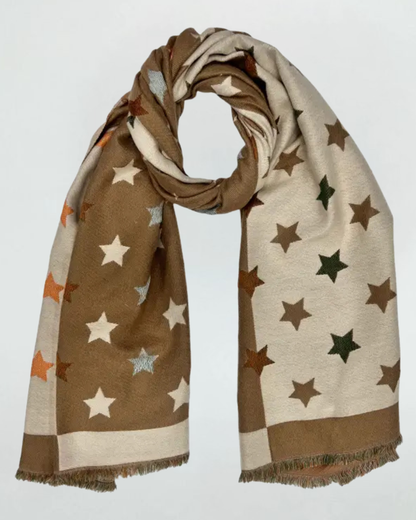 Mocha Reversible Stars Scarf