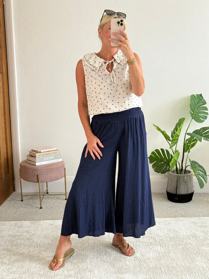 Navy Stripe Palazzo Culottes