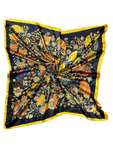 Navy Butterfly Pattern Silk Touch Square Scarf