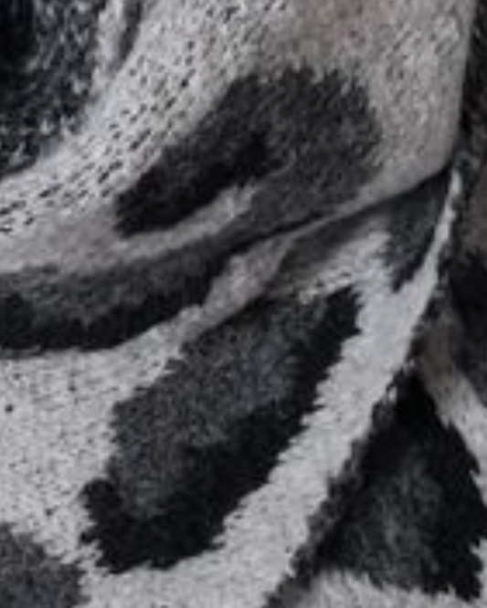 Grey Triangle Leopard Print Scarf