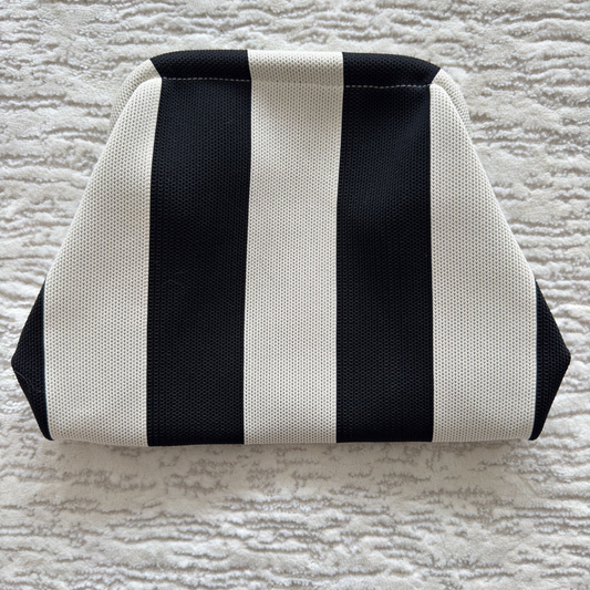 Black/Cream Woven Stripe Soft Pouch Clutch Bag