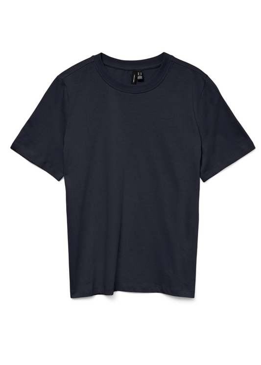 Navy Paulina Basic Cotton T Shirt