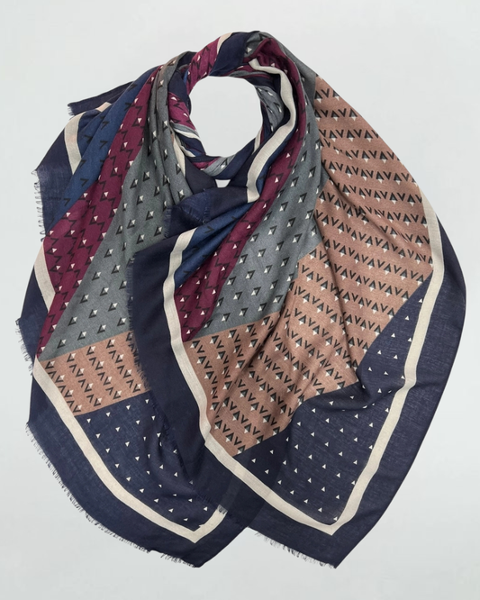 Blue V Print Pattern Scarf