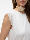 Emily Snow White Broderie Anglaise Cap Sleeve Top