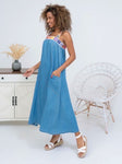 Crochet Strap Denim Dress