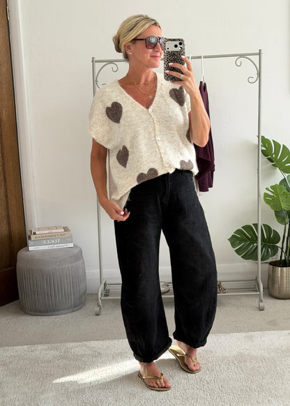 Mocha/Bordeaux Oversized Heart Cardigan