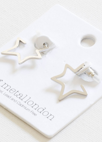 Silver Small Flat Star Earrings