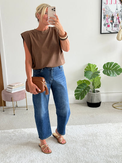 Chocolate Structured Shoulder T-Shirt