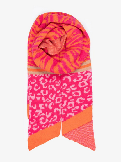 Fuchsia/Orange Tiger & Leopard Scarf